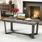 Modern Rectangle Coffee Table with Rubber Wood Top and Cross Base Design
